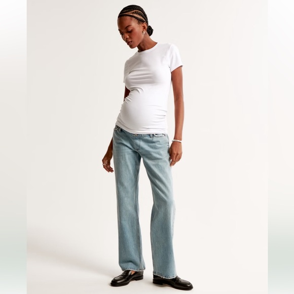 Abercrombie & Fitch Women's The Baggy Maternity Jeans sz 25 Light Blue - Picture 3 of 12